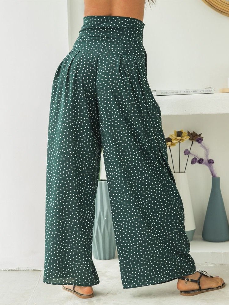 Damen Geschnürte Polka Dots Lose Freizeithose Mit Hoher Taille