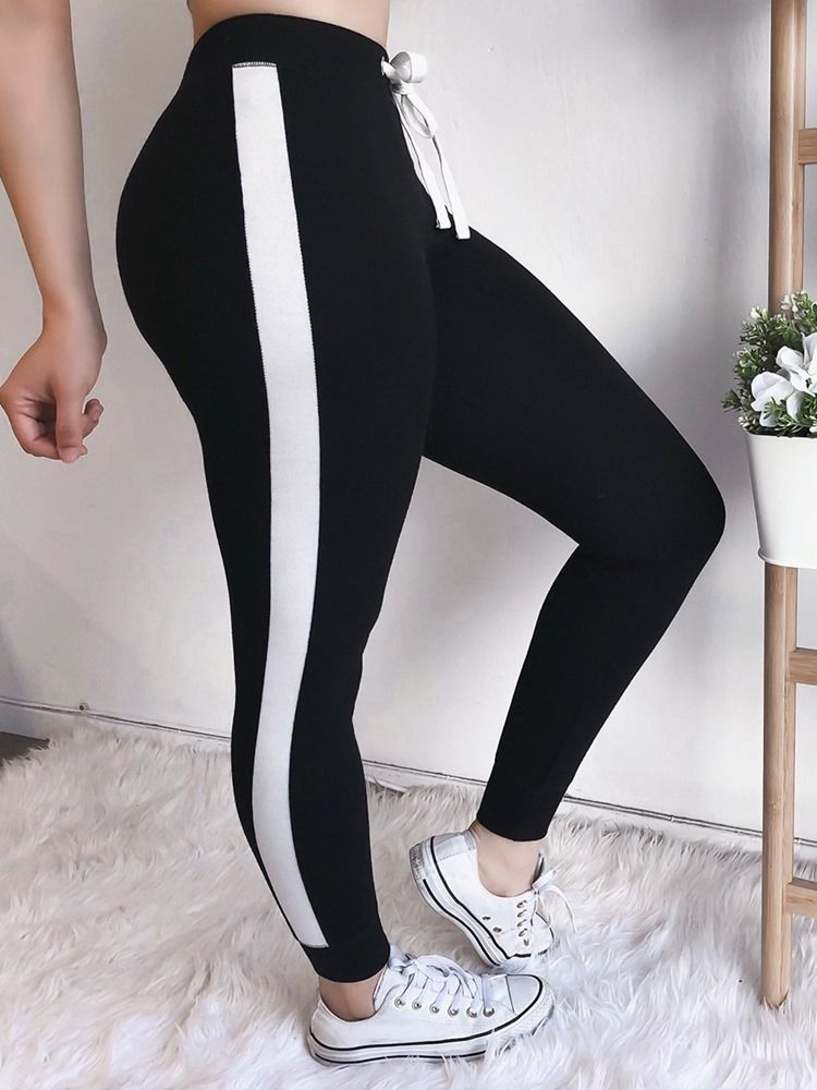 Damen-leggings Mit Schnürung Und Streifen