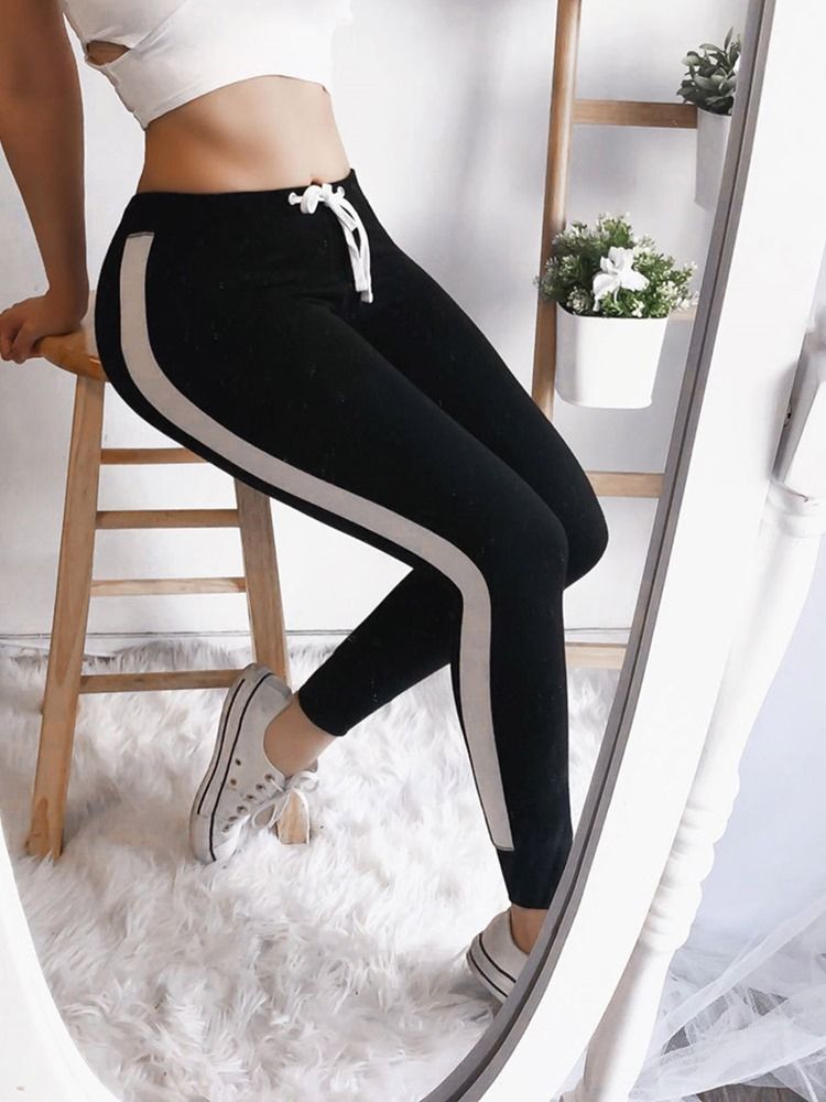 Damen-leggings Mit Schnürung Und Streifen