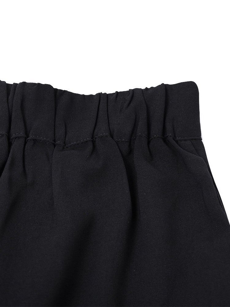 Damen Lose Schlichte Knopfweite Beine In Voller Länge Freizeithose