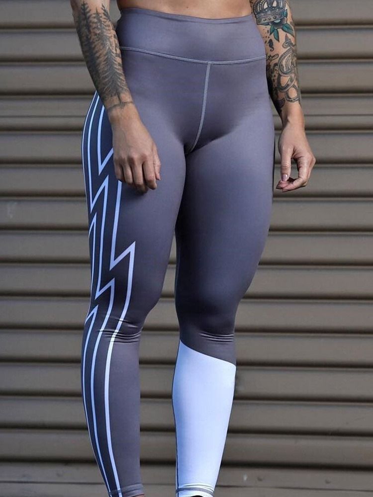 Damen-patchwork-farbblock-sportleggings Mit Hoher Taille