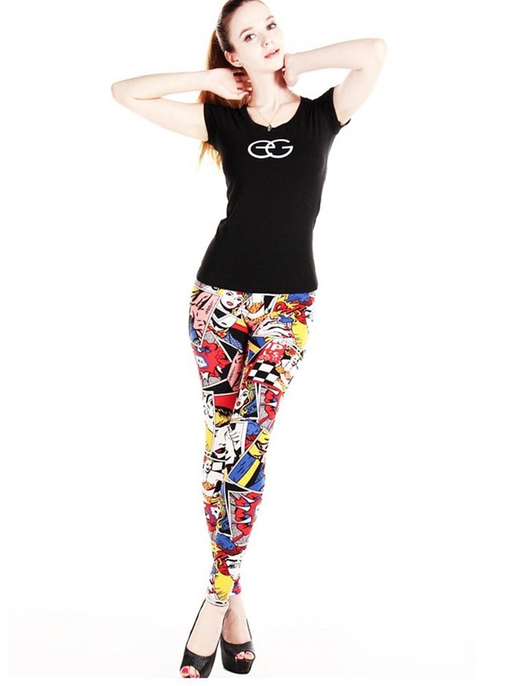 Damen-print-cartoon-leggings-hose