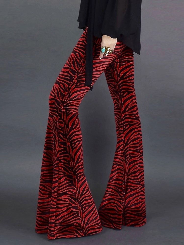 Damen-print In Voller Länge Schlaghosen Slim Casual Pants