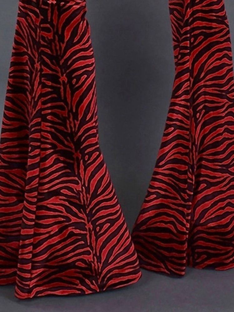 Damen-print In Voller Länge Schlaghosen Slim Casual Pants