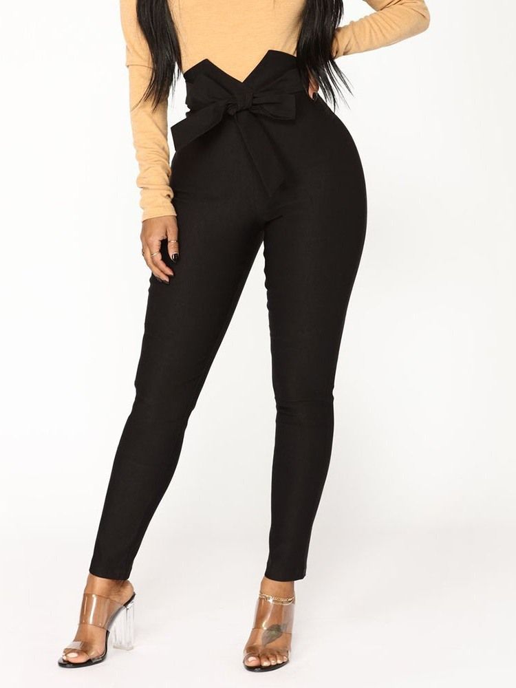 Damen Schlichte Skinny Zipper Freizeithose In Voller Länge