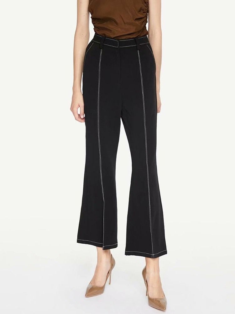 Damen Slim Bellbottoms Freizeithose Mit Hoher Taille