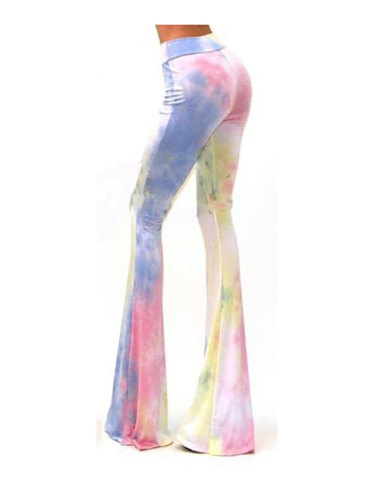 Damen Slim Color Block Tie-dye Freizeit Schlaghose