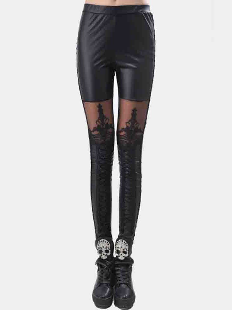 Damen-spitze Schlichte Knöchellange Leggings