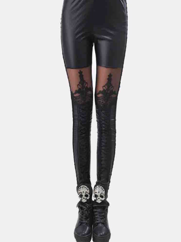 Damen-spitze Schlichte Knöchellange Leggings