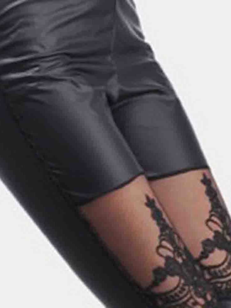 Damen-spitze Schlichte Knöchellange Leggings