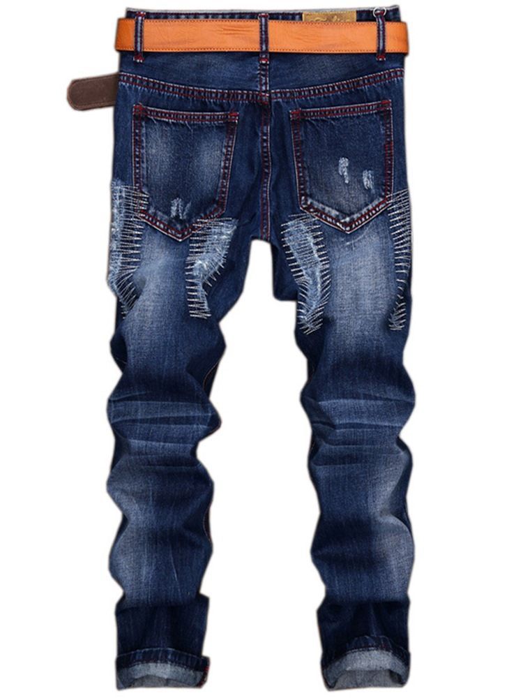 Denim Holes Casual Street Style Herrenhose Men