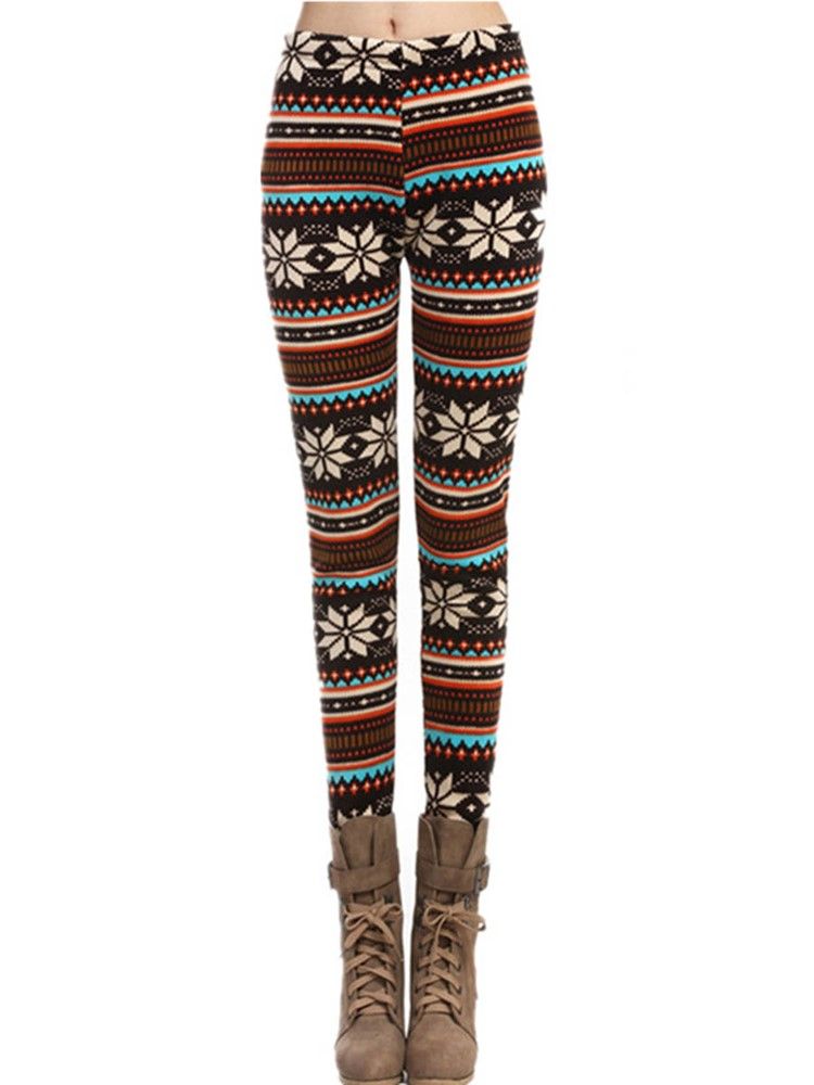 Dicke Print Winter Damen Leggings Hosen