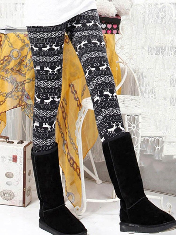 Dicke Print Winter Damen Leggings Hosen