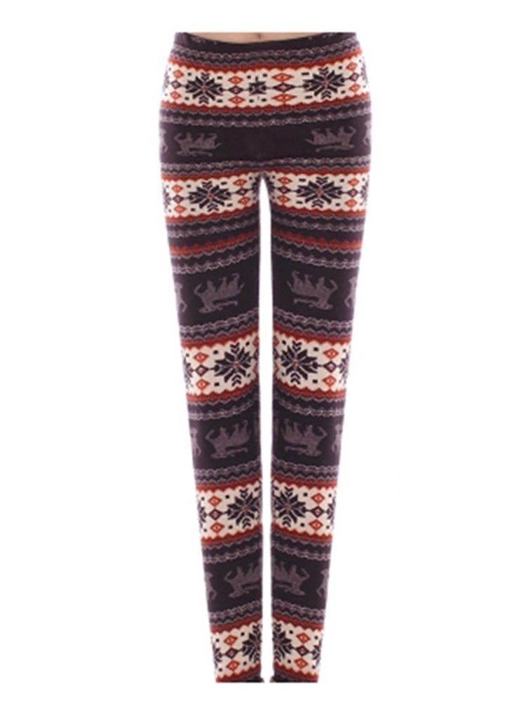 Dicke Print Winter Damen Leggings Hosen