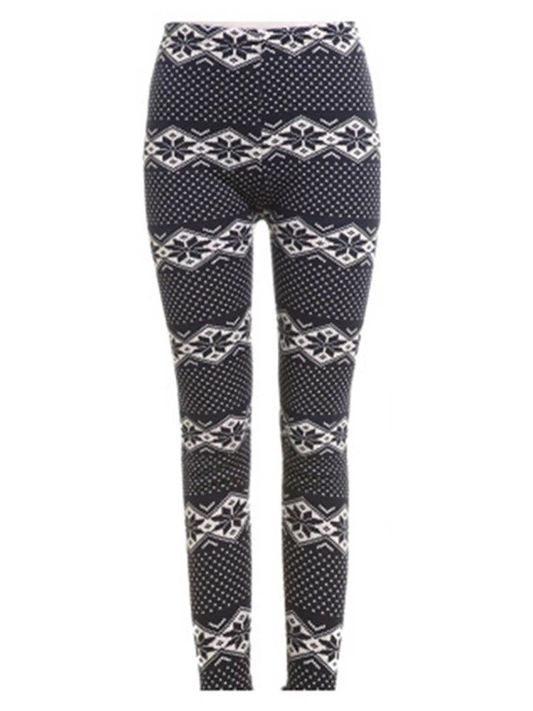 Dicke Print Winter Damen Leggings Hosen