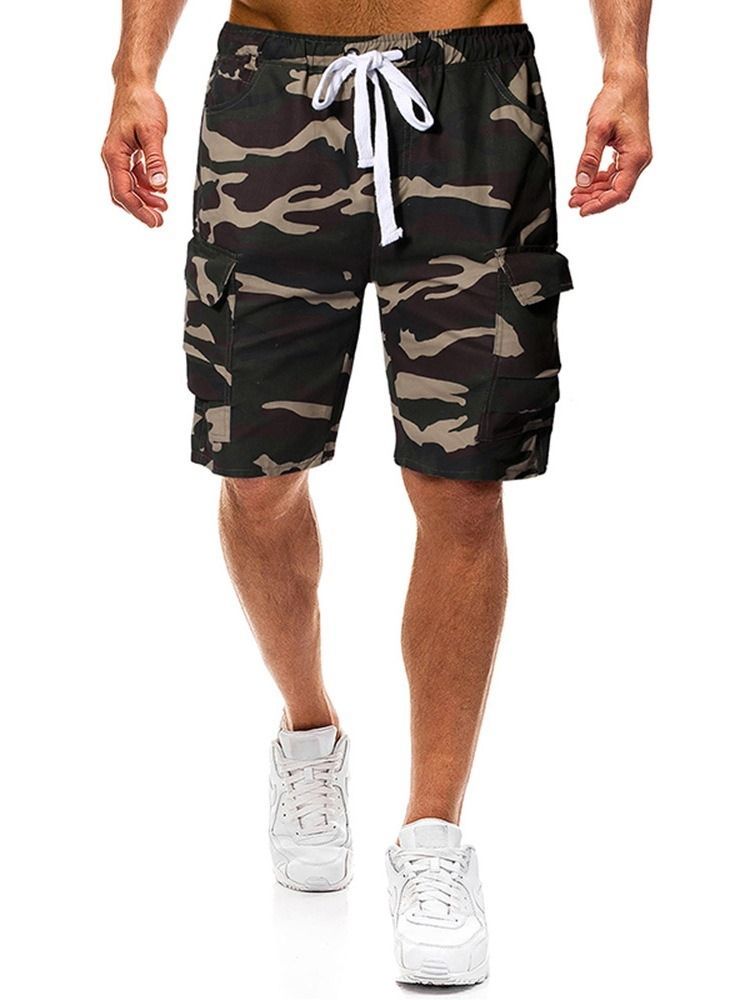 Dünne Camouflage Casual Herrenhose Mit Schnürung