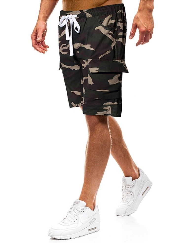 Dünne Camouflage Casual Herrenhose Mit Schnürung