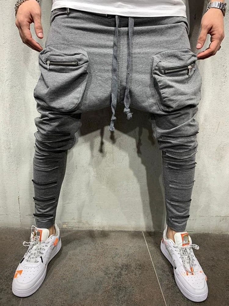 Einfache Baggy-hose Zum Schnüren Lässige Freizeithose Für Herren Mit Mittlerer Taille