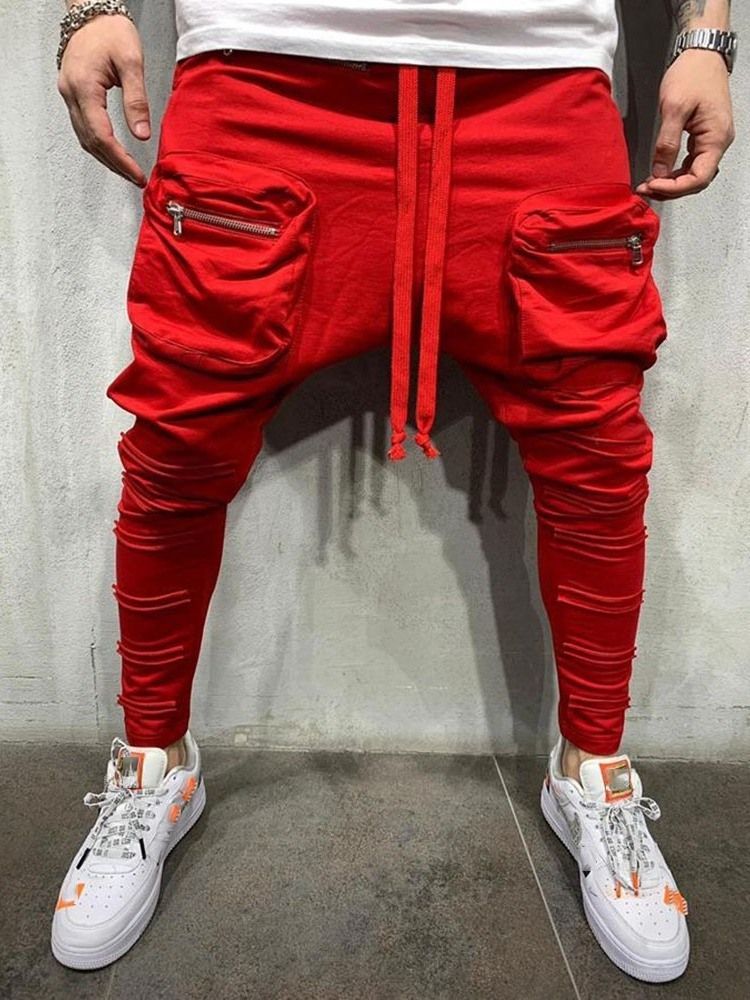 Einfache Baggy-hose Zum Schnüren Lässige Freizeithose Für Herren Mit Mittlerer Taille