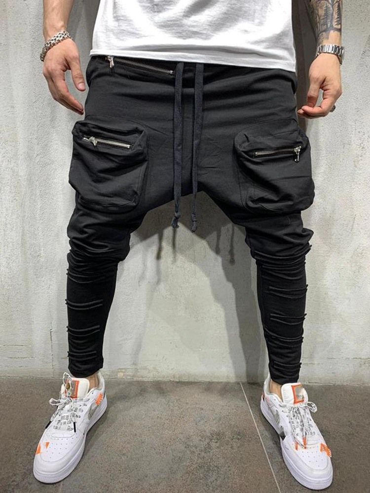 Einfache Baggy-hose Zum Schnüren Lässige Freizeithose Für Herren Mit Mittlerer Taille