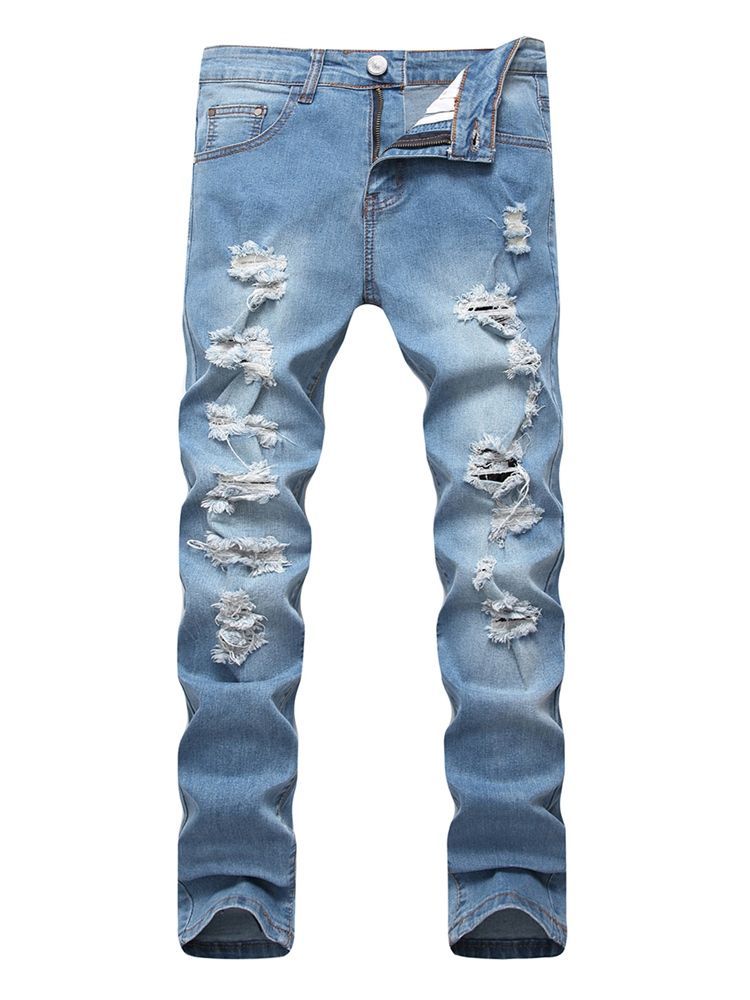 Einfaches Loch Reißverschluss Baumwoll-denim Vogue Slim Herrenhose