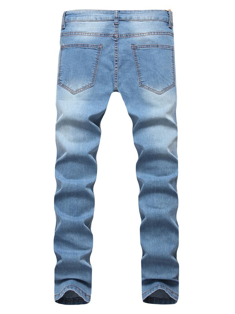 Einfaches Loch Reißverschluss Baumwoll-denim Vogue Slim Herrenhose