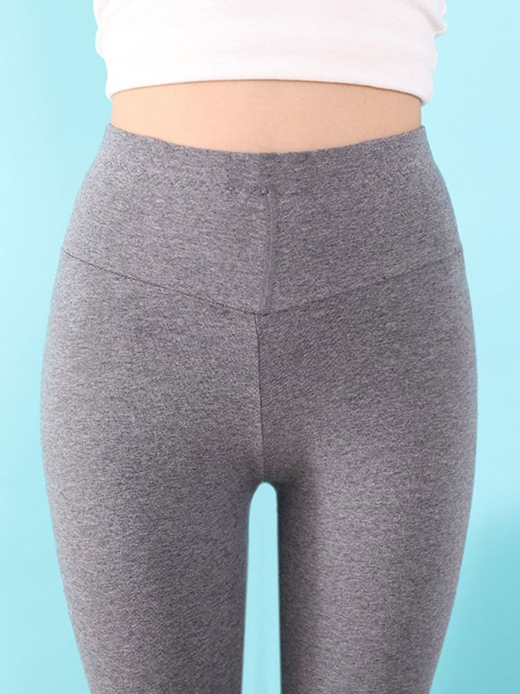 Einfarbige Dehnbare Basic-leggings Für Damen Mit Hoher Taille