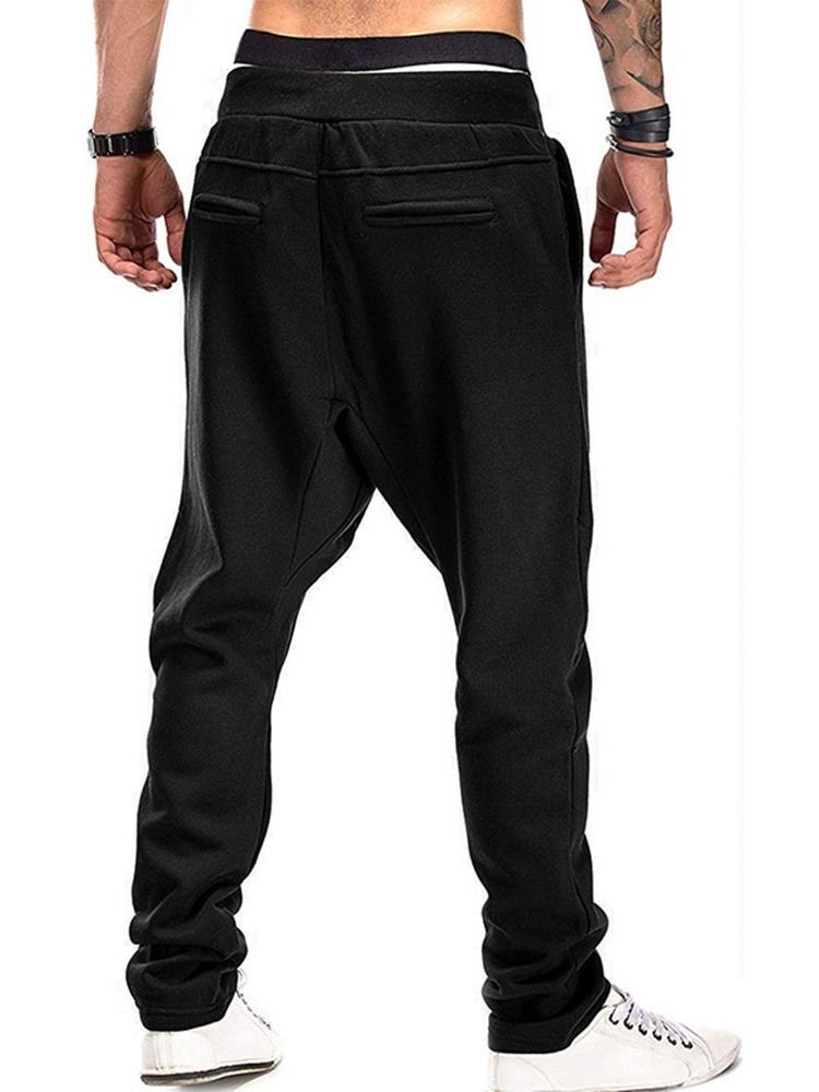 Farbblock Baggy Pants Pocket Mid Waist Herbst Casual Herrenhosen