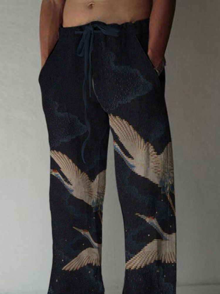 Gerade Europäische Herren Freizeithose Mit Animal-print