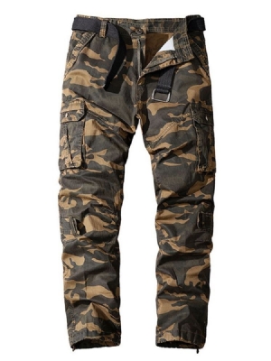 Gerade Tasche Camouflage Knopf Europäische Herren Freizeithose