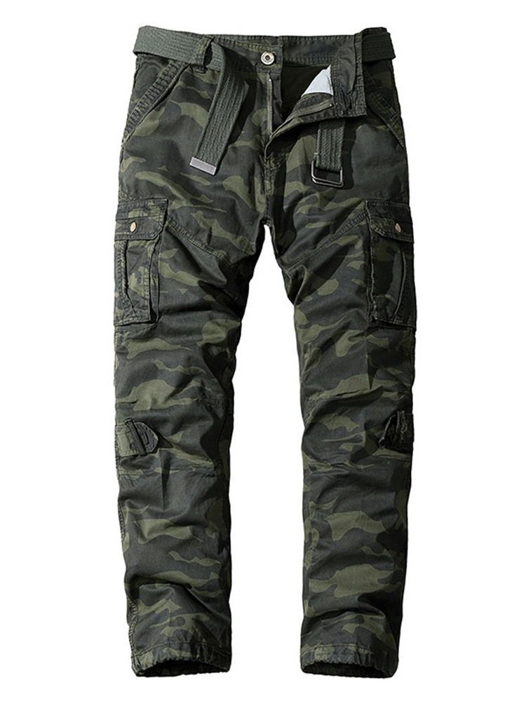 Gerade Tasche Camouflage Knopf Europäische Herren Freizeithose