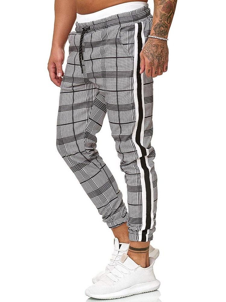 Harem Plaid Mid Waist Lace-up Herren Freizeithose