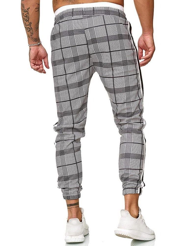 Harem Plaid Mid Waist Lace-up Herren Freizeithose