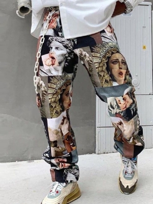 Herrenhose Mit Geradem Print Im Herbst Mit Mittlerer Taille