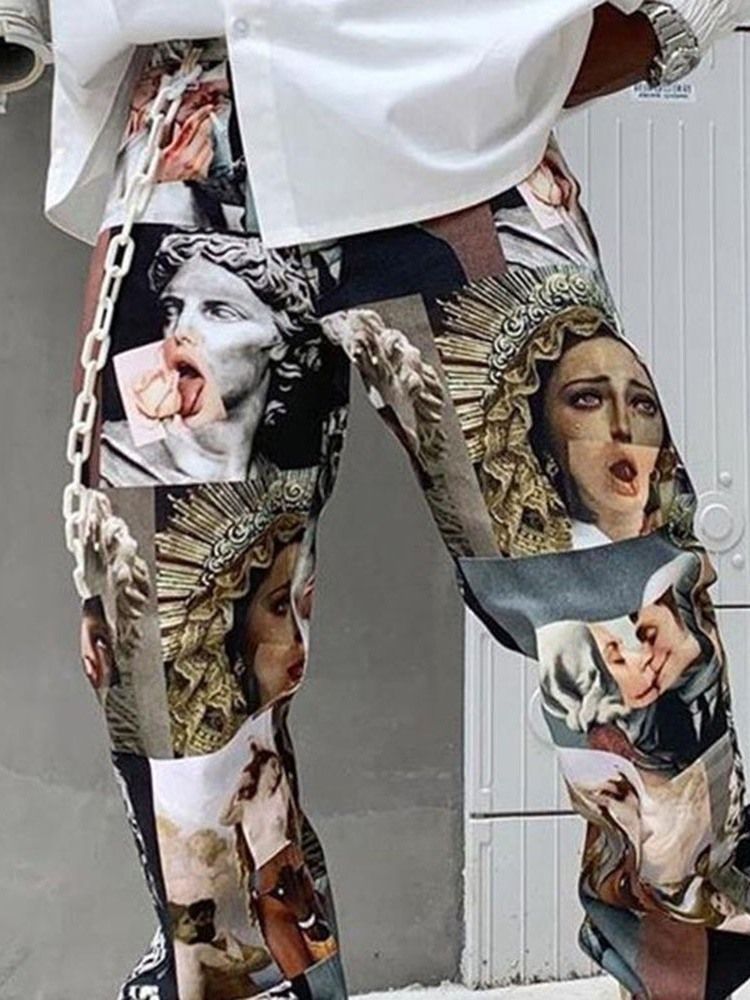 Herrenhose Mit Geradem Print Im Herbst Mit Mittlerer Taille