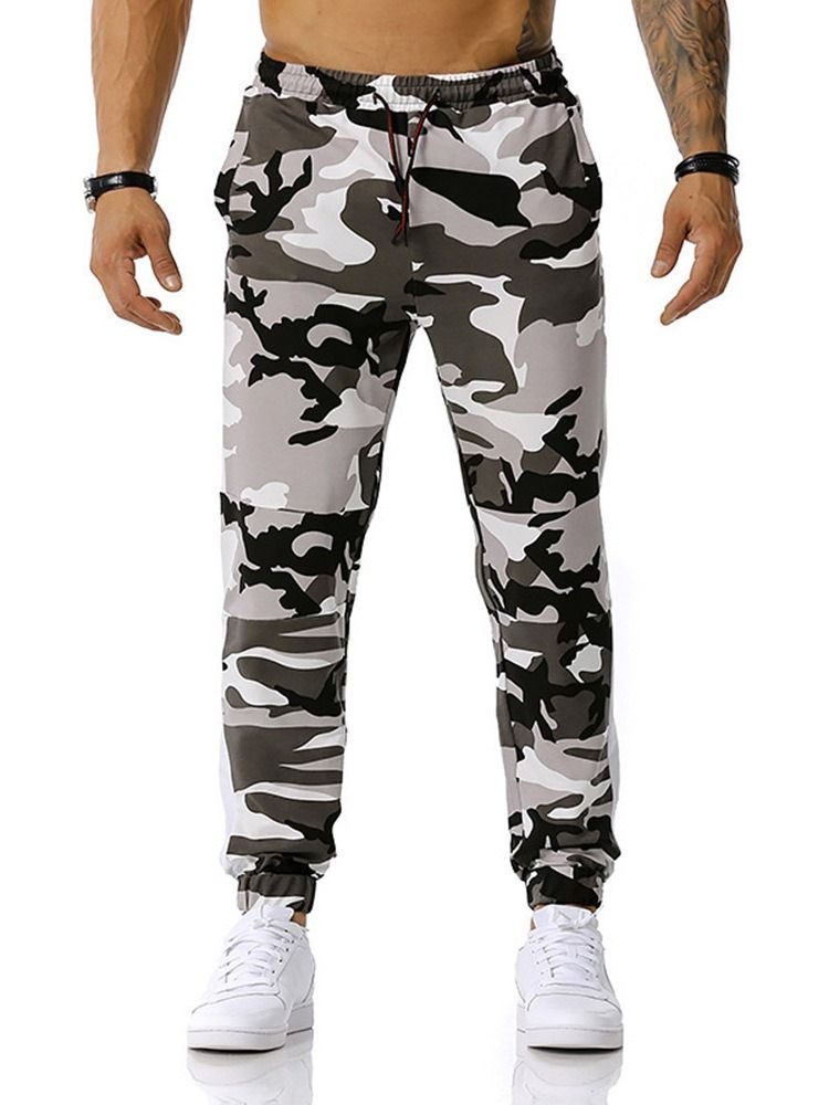 Lace-up Camouflage Lace-up Mid Waist Casual Herrenhosen