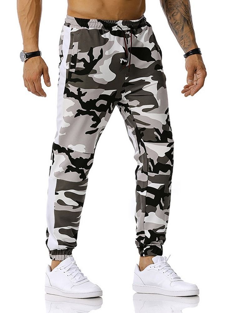 Lace-up Camouflage Lace-up Mid Waist Casual Herrenhosen