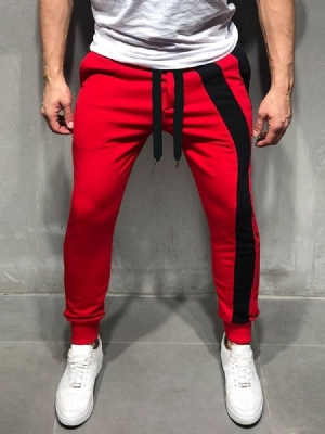 Lace-up Color Block Sports Mid Waist Herren Freizeithose