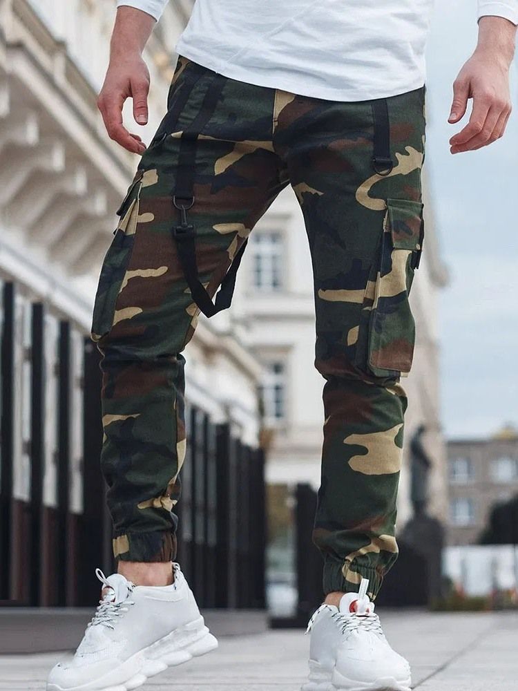 Männer Bleistifthose Camouflage Pocket Mid Waist Casual Casual Pants