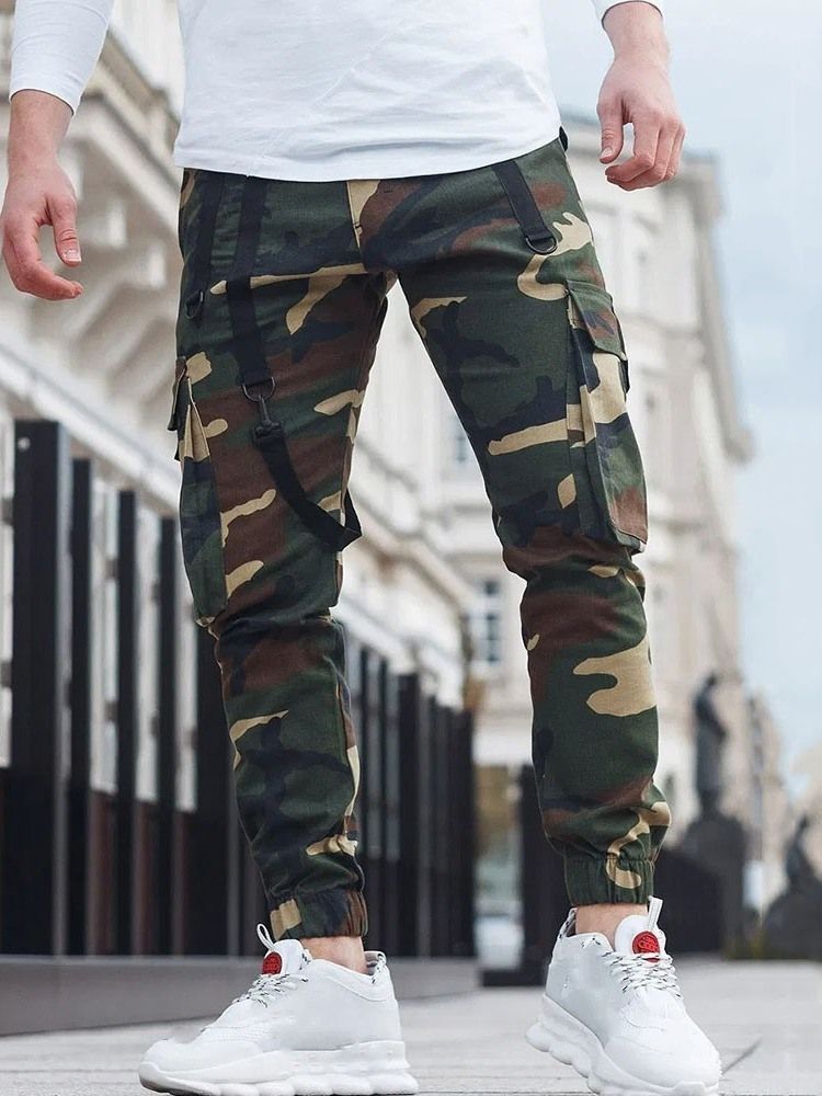 Männer Bleistifthose Camouflage Pocket Mid Waist Casual Casual Pants