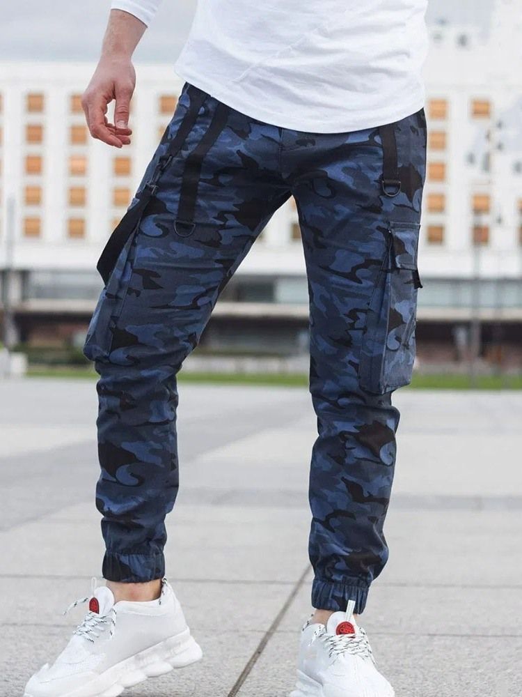 Männer Bleistifthose Camouflage Pocket Mid Waist Casual Casual Pants