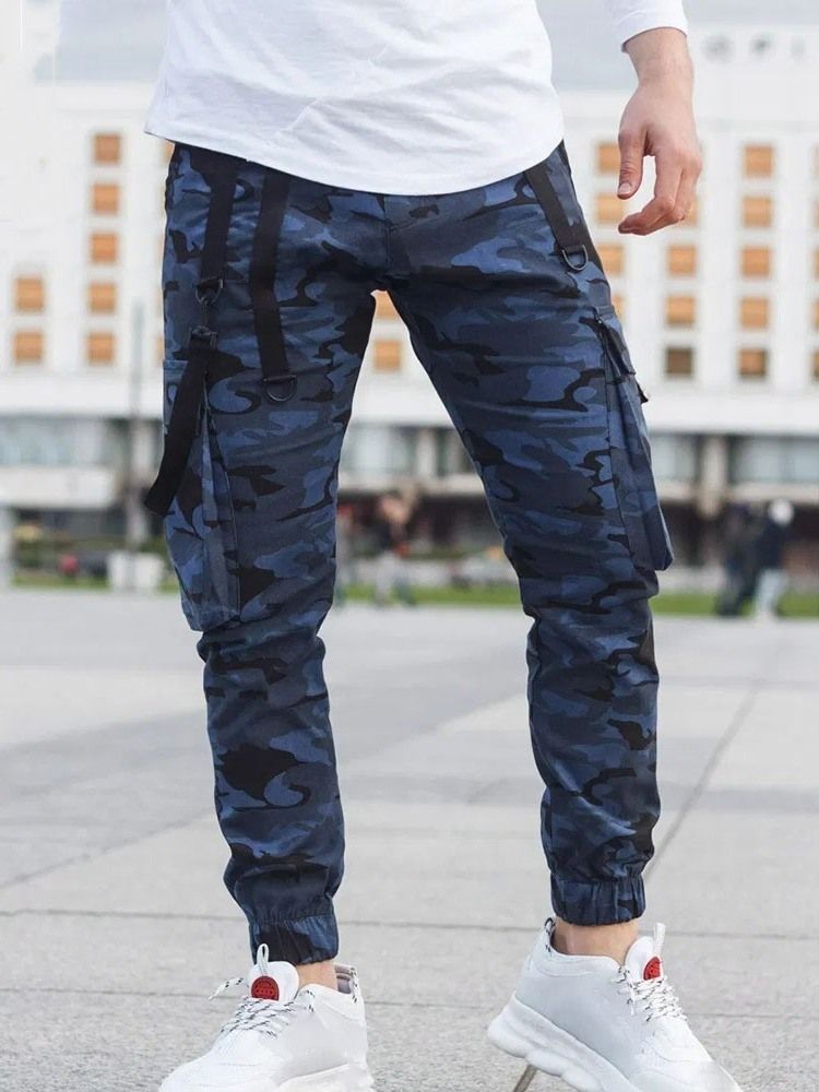 Männer Bleistifthose Camouflage Pocket Mid Waist Casual Casual Pants