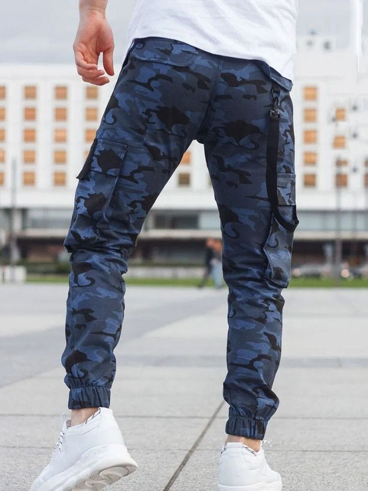 Männer Bleistifthose Camouflage Pocket Mid Waist Casual Casual Pants