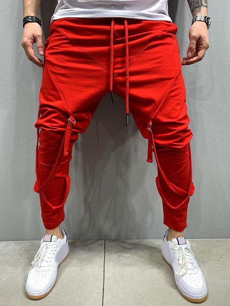 Männer Schlichte Bleistifthose Zum Schnüren Hip Hop Freizeithose