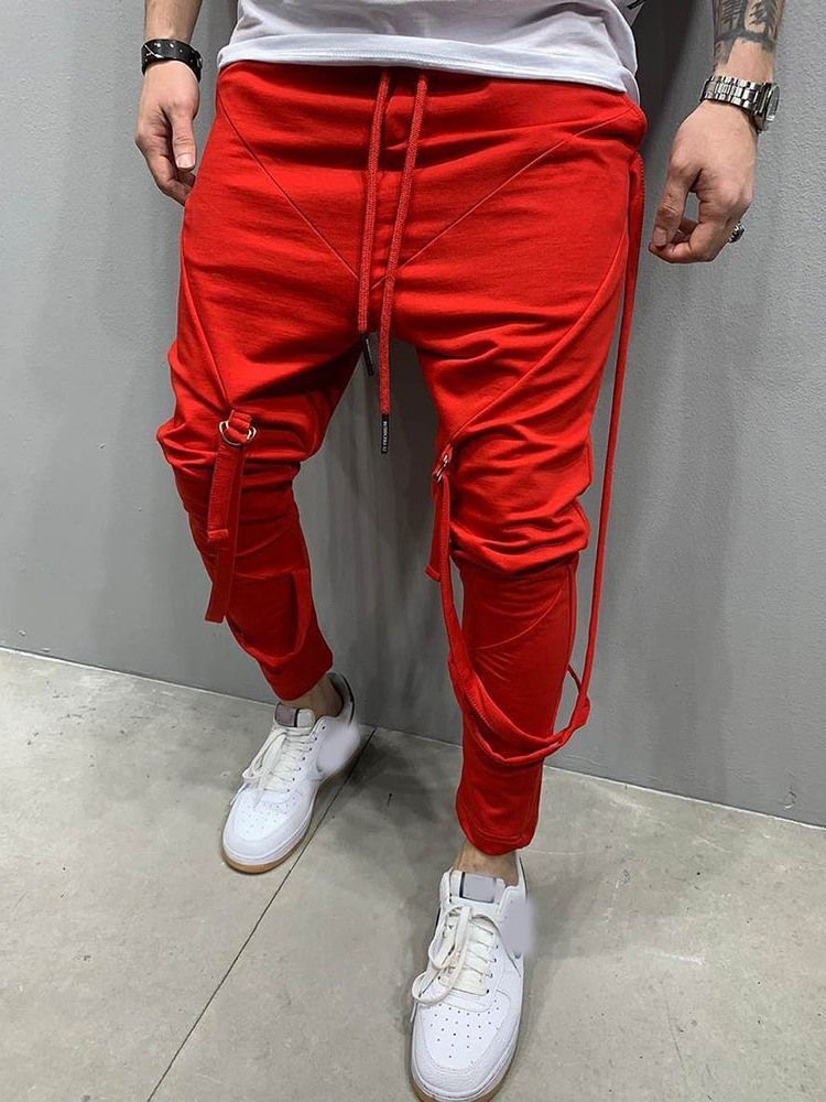 Männer Schlichte Bleistifthose Zum Schnüren Hip Hop Freizeithose