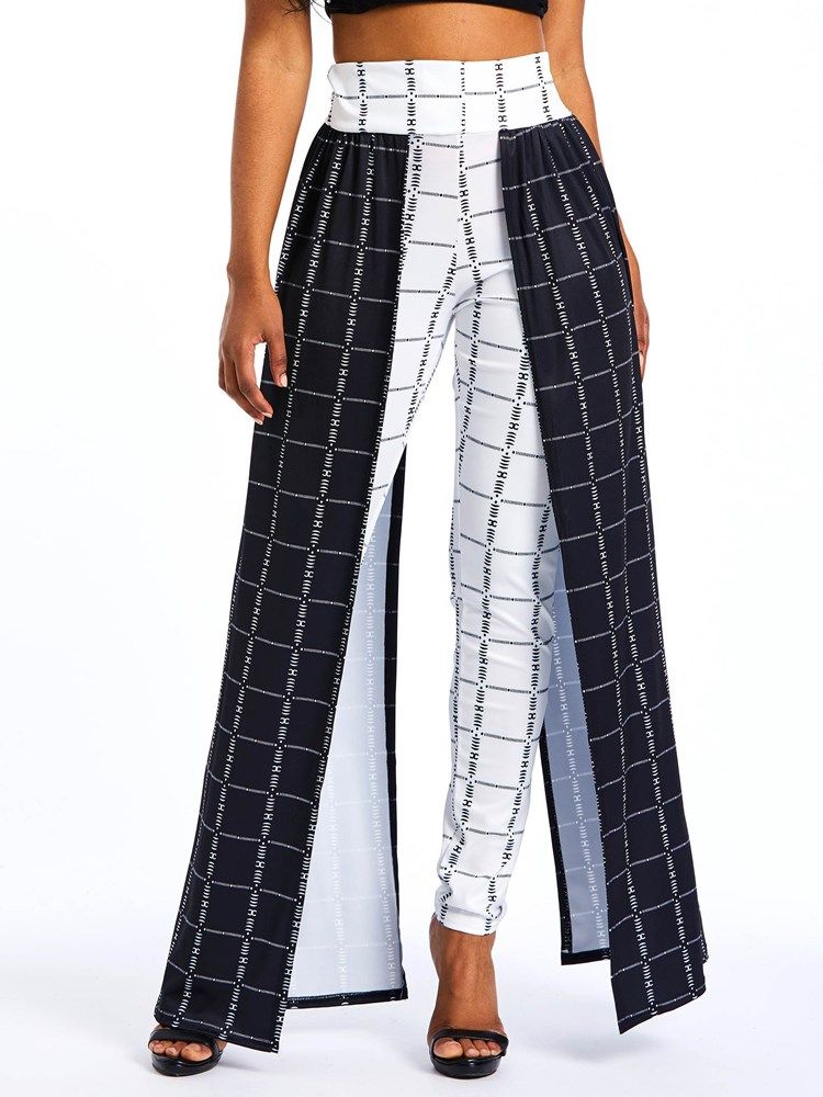 Patchwork Overlay Verzierte Color Block Karierte Damenhose