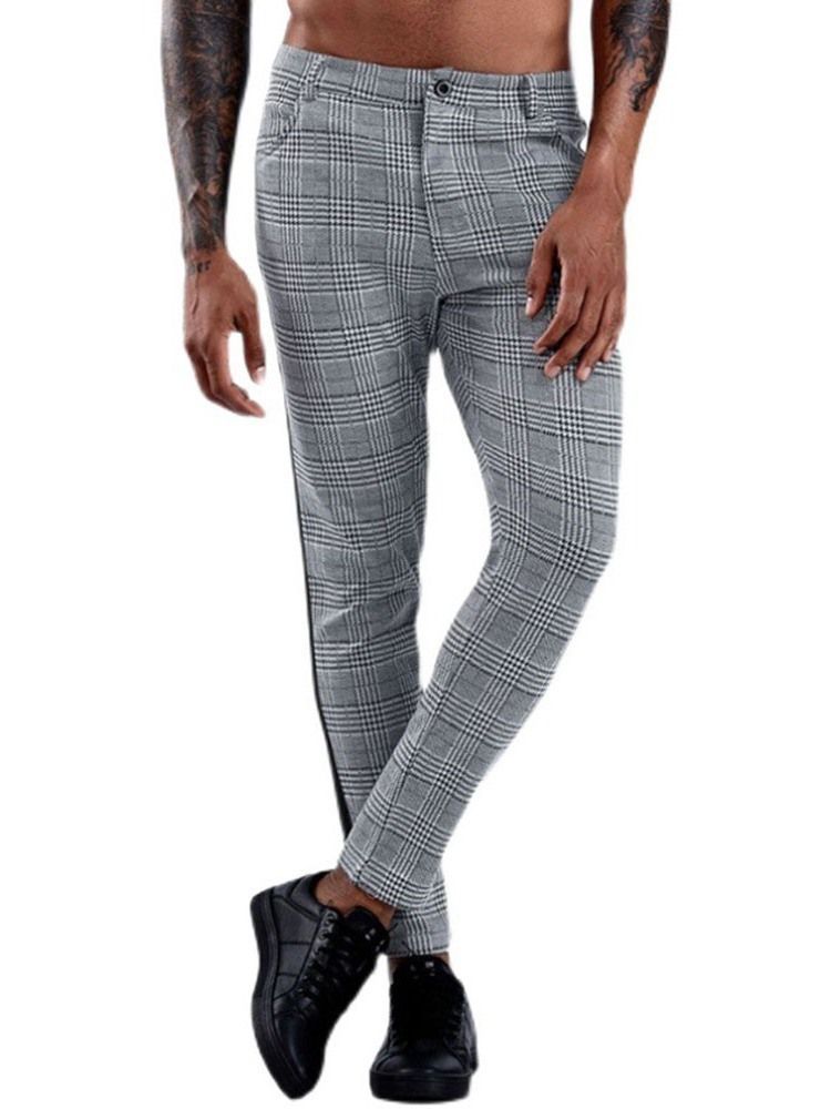 Patchwork Plaid Straight Herren Blazerhose