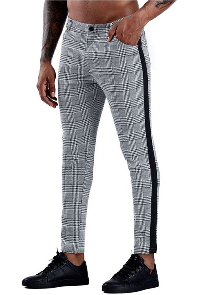 Patchwork Plaid Straight Herren Blazerhose