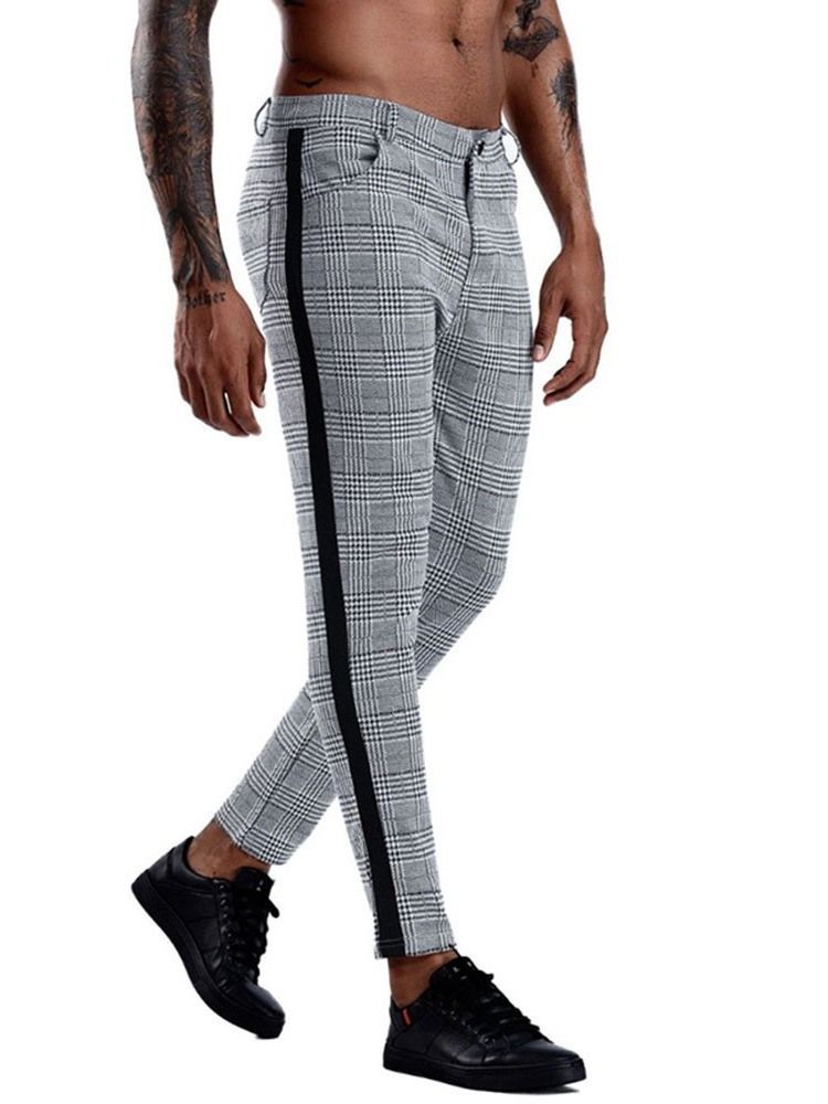 Patchwork Plaid Straight Herren Blazerhose