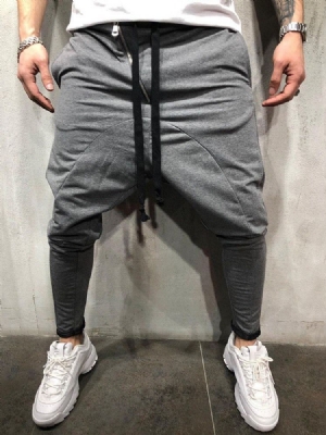 Plain Lace-up Mens Casual Baggy Pants